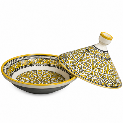 Handmade Turquoise Moroccan Tagine | Hand-Painted Ceramic Serving Tagine from Fez