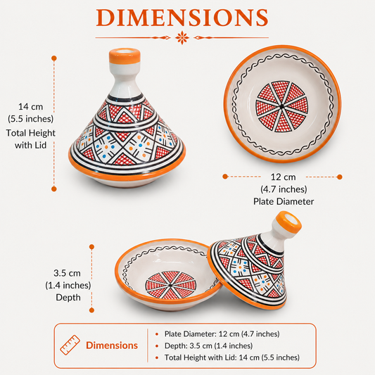 Mini Moroccan Ceramic Tagine with Geometric Pattern – Handmade Decorative Dish