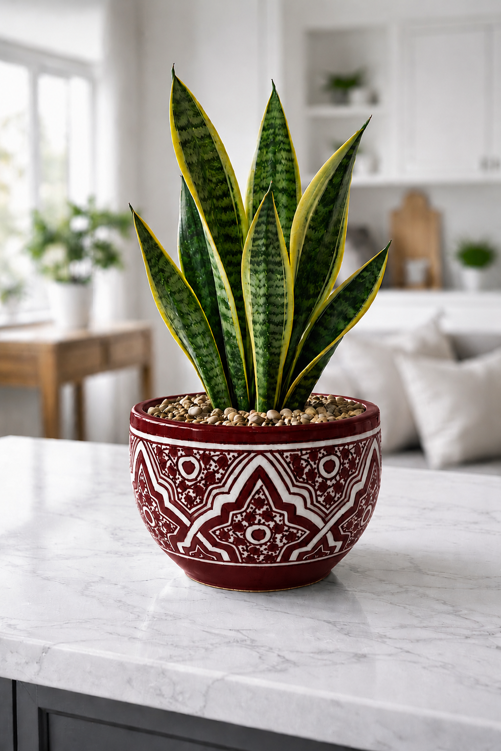 Handcrafted Moroccan Ceramic Planter – Decorative Fez Pottery Flower Pot with Geometric Design