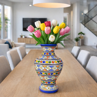 Moroccan ceramic vase, handmade and hand painted