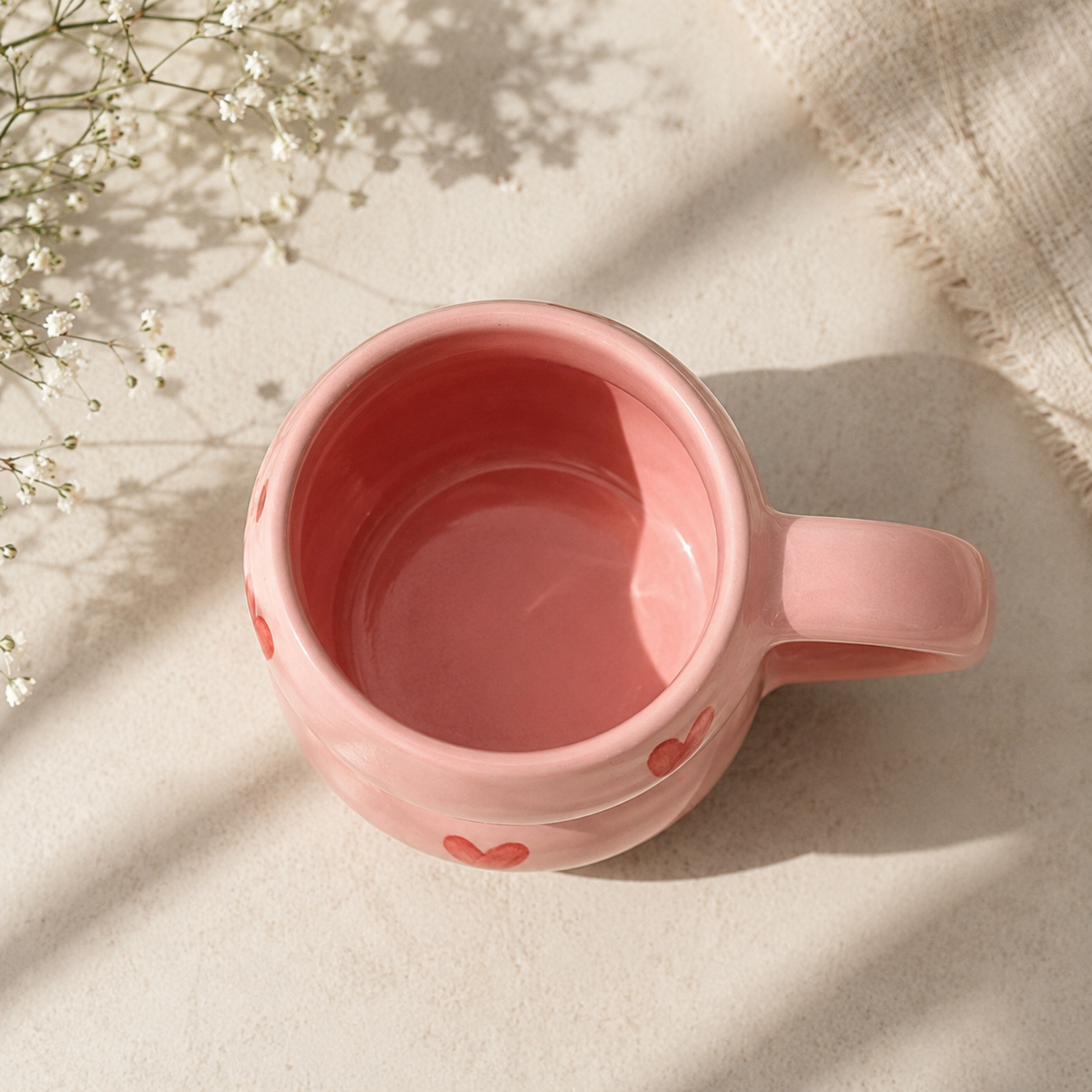Moroccan large Mug with Heart Pattern – Fez Pottery Ceramic Cup