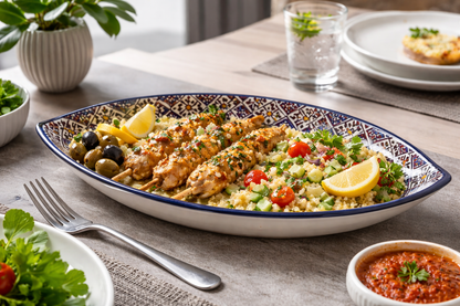 Moroccan Handmade Ceramic Oval Platter 34cm – Traditional Fez Pottery Serving Dish