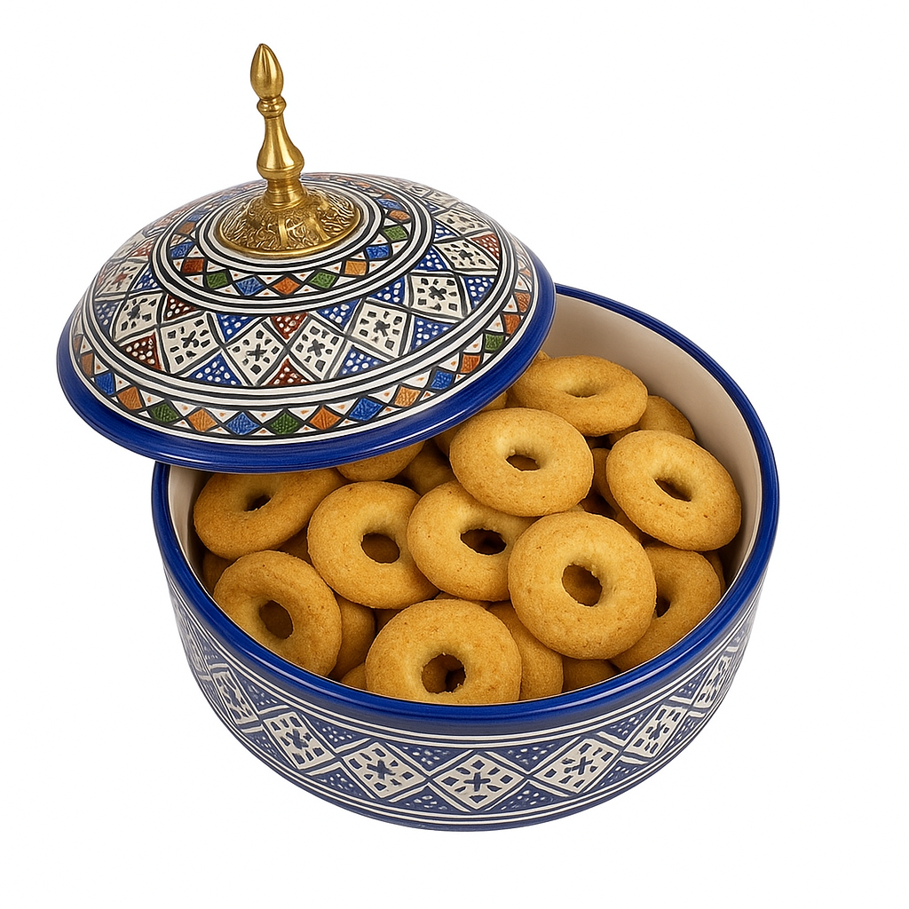 Moroccan Lidded Dish with Brass Handle – Fes-Inspired Traditional Design