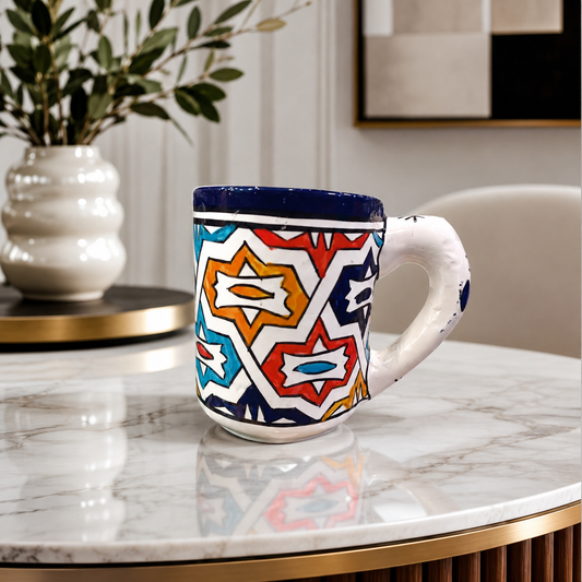 Handmade Moroccan Ceramic Mug | Authentic Fez Pottery Cup