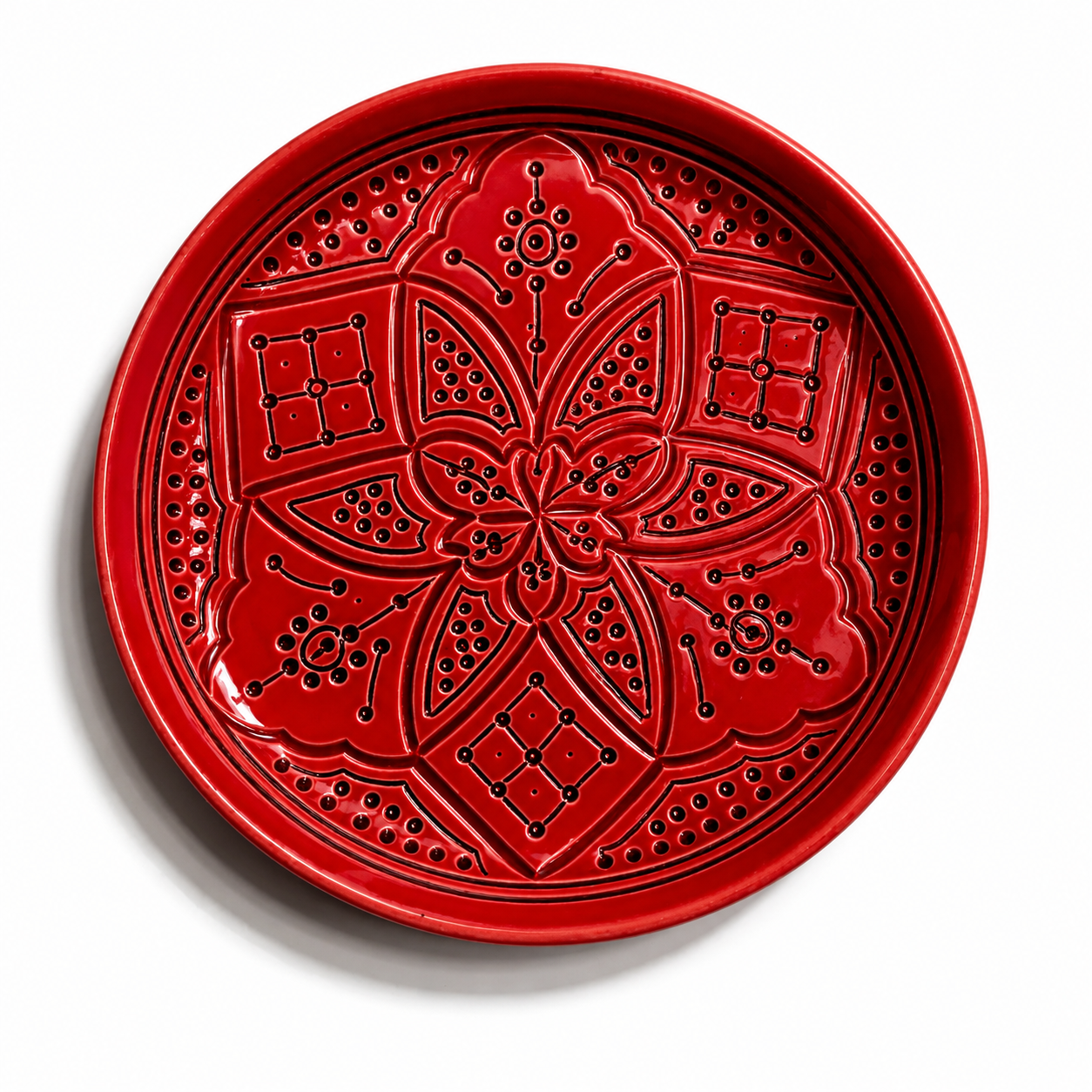 Hand-Engraved Geometric Ceramic Plates 18 cm  – Premium Artisan Serving Dishes