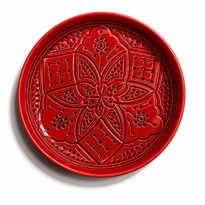 Hand-Engraved Geometric Ceramic Plates 18 cm  – Premium Artisan Serving Dishes