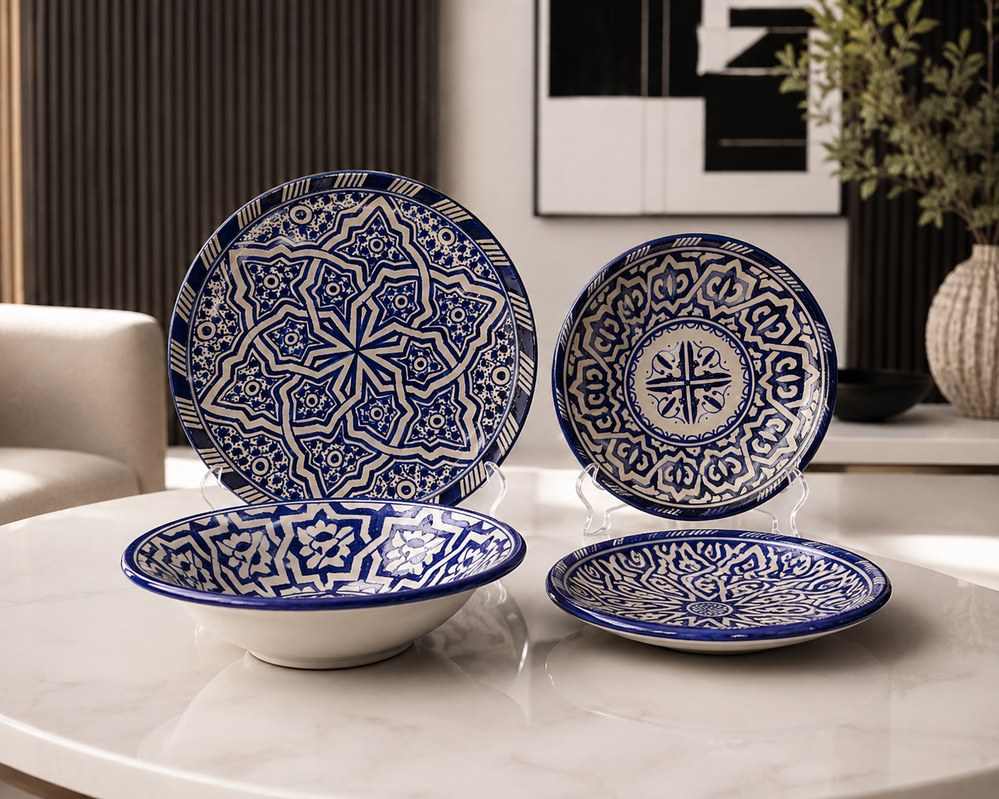 6 Authentic Moroccan ceramic plates| Handcrafted Dinnerware