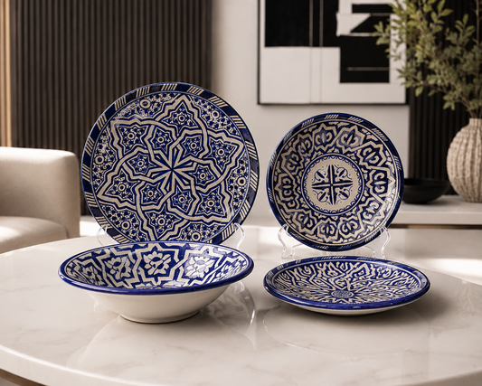 6 Authentic Moroccan ceramic plates| Handcrafted Dinnerware