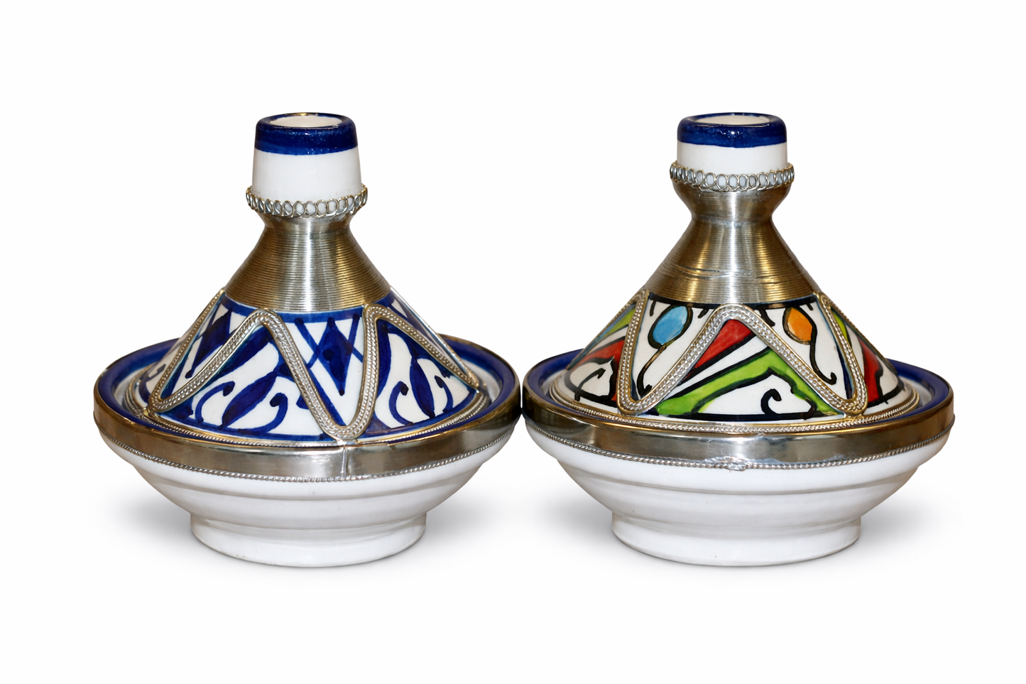 Handmade Moroccan Decorative Tajine – Traditional Ceramic Tajine with Silver Detail