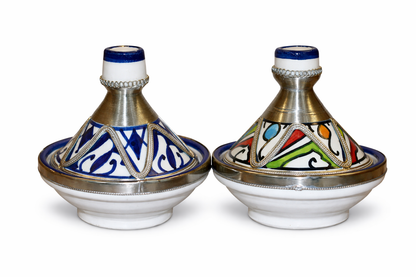 Handmade Moroccan Decorative Tajine – Traditional Ceramic Tajine with Silver Detail