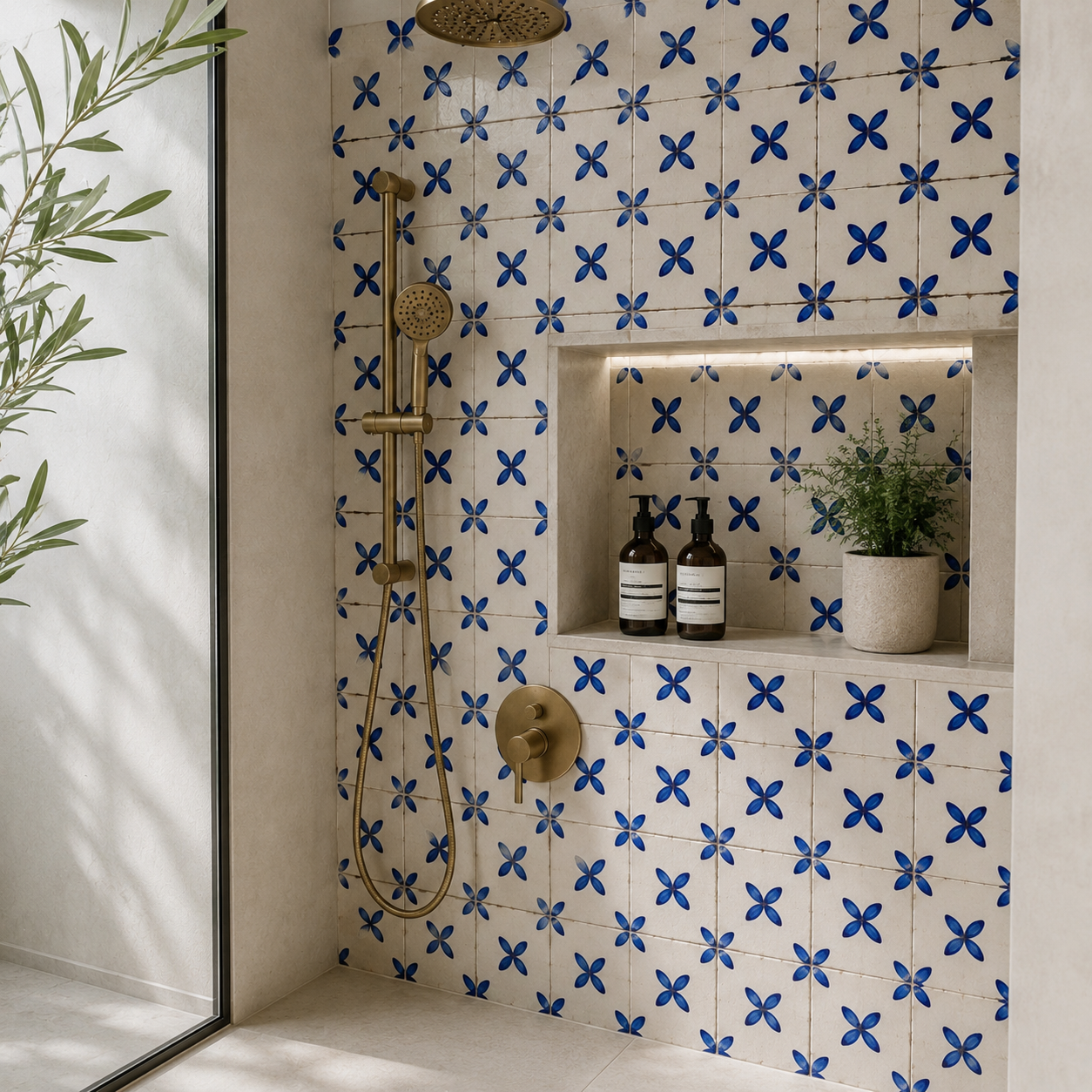 Moroccan fez  Zellige Tiles Blue & White – Traditional Ceramic Wall Tiles