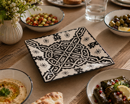 Handcrafted Moroccan Square Ceramic Plate – Everyday Use Serving & Dinner Plate
