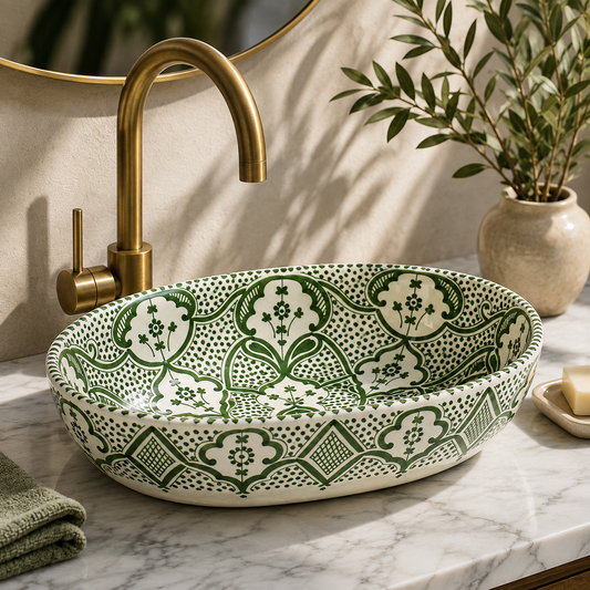 Oval Moroccan Sink Hand-Painted Oval Bathroom Sink