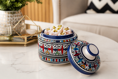 Handcrafted Moroccan Ceramic Lidded Box – Traditional Fez Design