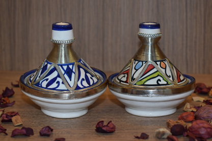 Handmade Moroccan Decorative Tajine – Traditional Ceramic Tajine with Silver Detail