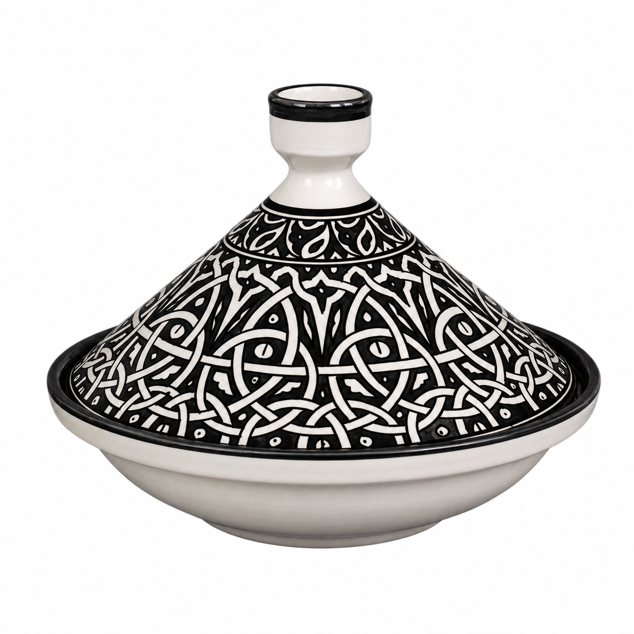 Handmade Turquoise Moroccan Tagine | Hand-Painted Ceramic Serving Tagine from Fez