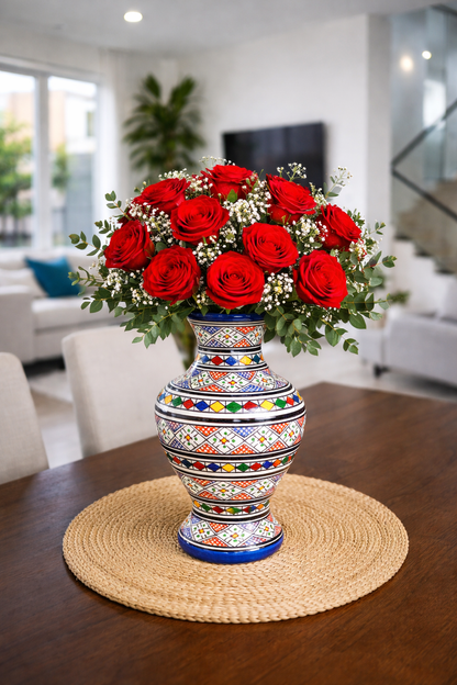 Moroccan ceramic vase, handmade and hand painted