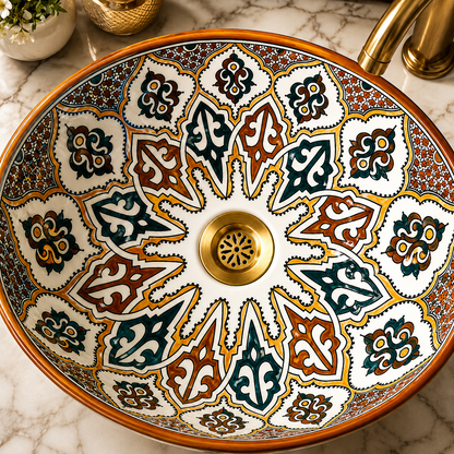 Oval Moroccan Sink Hand-Painted Oval Sink from fez pottery