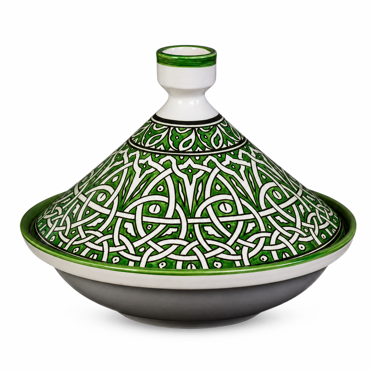 Handmade Turquoise Moroccan Tagine | Hand-Painted Ceramic Serving Tagine from Fez