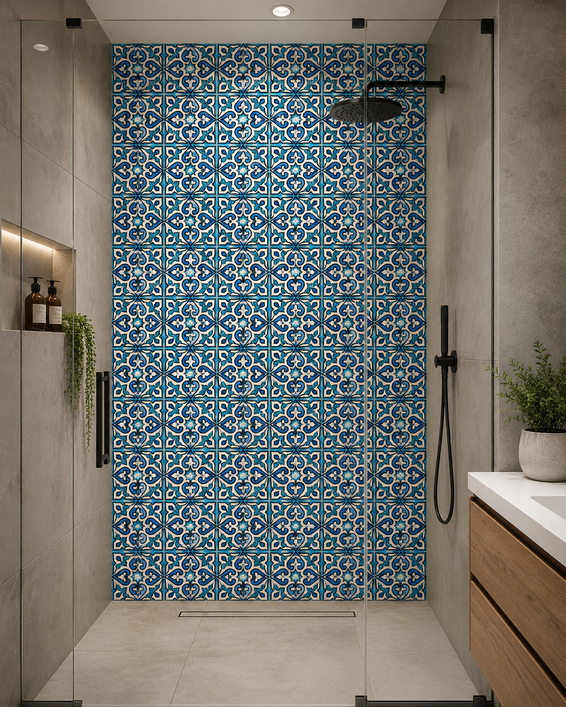 Moroccan Handmade Blue & White Ceramic Tile