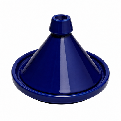 Handmade Moroccan Ceramic Tagine | White, Cobalt Blue & Black | Fez Pottery