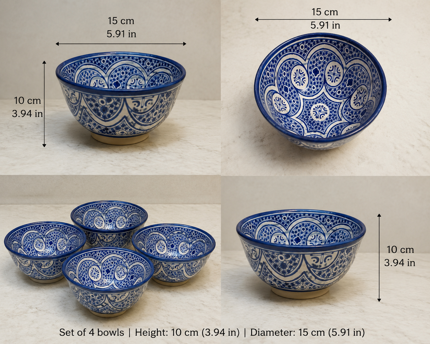 Larg salad bowl handmade and hand painted original from fez Morocco
