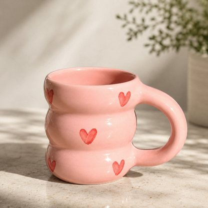Moroccan large Mug with Heart Pattern – Fez Pottery Ceramic Cup
