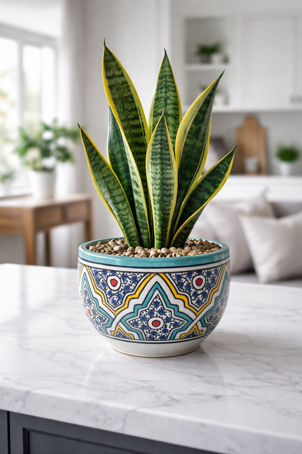 Handcrafted Moroccan Ceramic Planter – Decorative Fez Pottery Flower Pot with Geometric Design