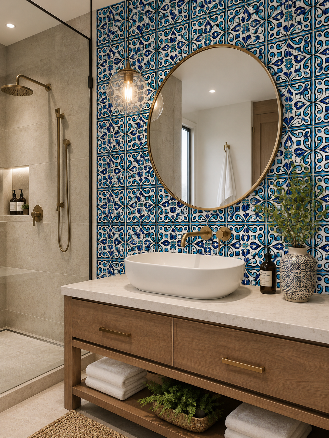 Moroccan Handmade Blue & White Ceramic Tile