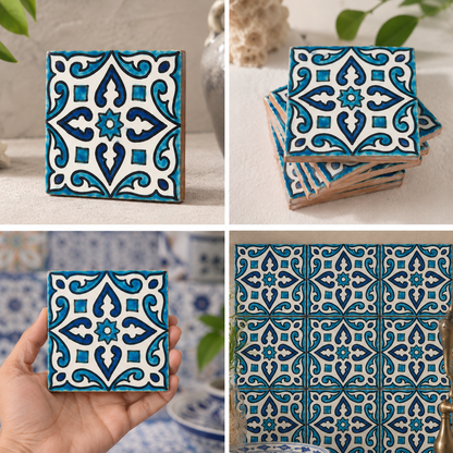 Moroccan Handmade Blue & White Ceramic Tile
