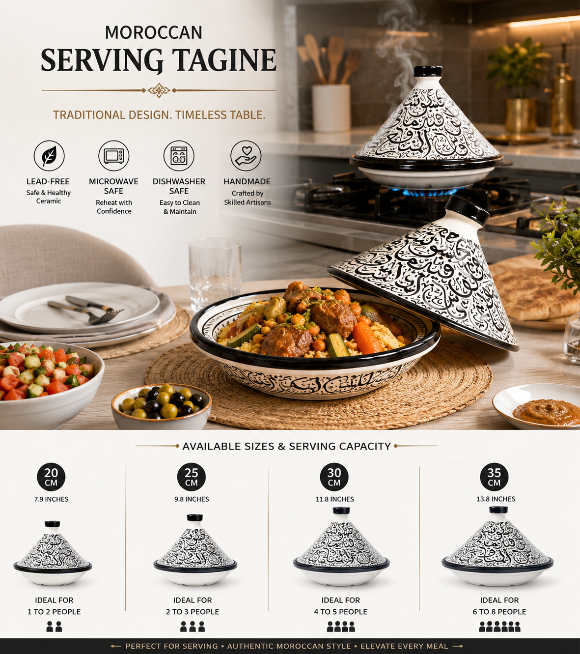 Authentic Moroccan Cooking Tagine – Handmade Ceramic Tagine for Oven Cooking