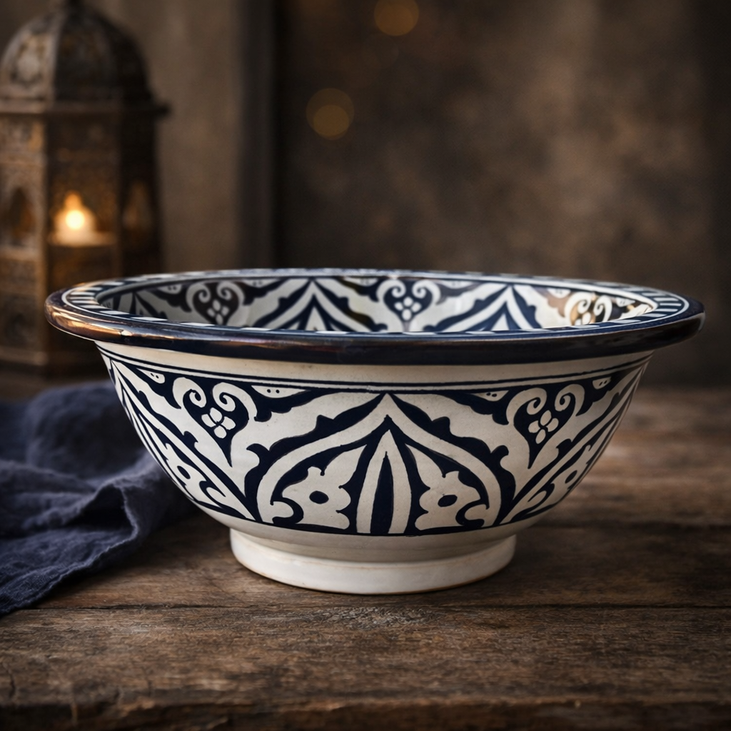Premium Moroccan Fez Ceramic Sink – Multiple Sizes (25–50 cm)