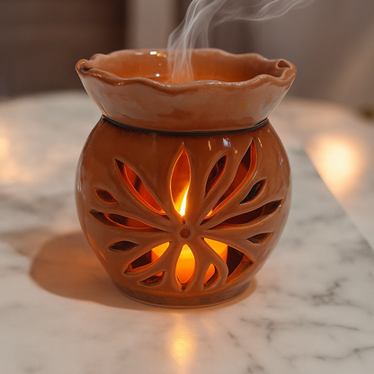 Handmade Moroccan Ceramic Incense Burner – 9x6 cm Aromatherapy Diffuser