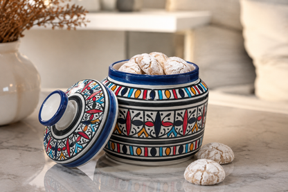 Handcrafted Moroccan Ceramic Lidded Box – Traditional Fez Design