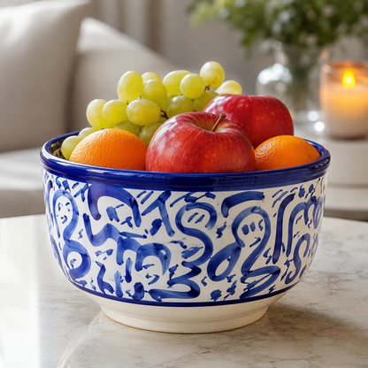 Handcrafted Moroccan Arabic Calligraphy 2 Bowls – Decorative & Functional Ceramic Serving Bowl