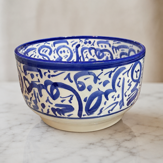 Handcrafted Moroccan Arabic Calligraphy Bowl – Decorative & Functional Ceramic Serving Bowl
