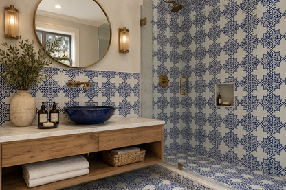 Handmade Moroccan Zellige Tiles Blue & White – Traditional Ceramic Wall Tiles
