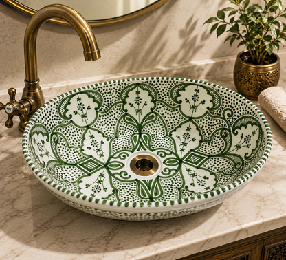 Oval Moroccan Sink Hand-Painted Oval Bathroom Sink