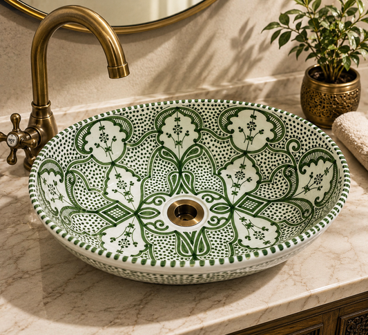 Oval Moroccan Sink Hand-Painted Oval Bathroom Sink