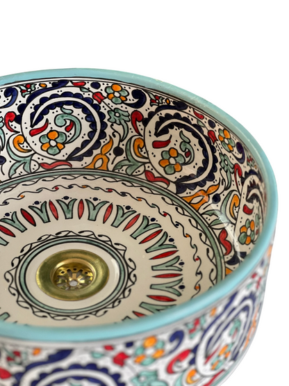 Handcrafted  Sink – Fassi Rose Pattern – 4 Sizes – Includes Brass Drain Cover & Free Soap Dish Gift