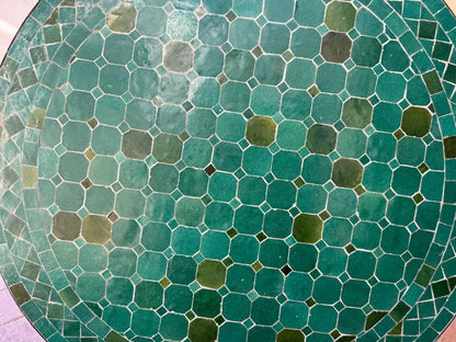 Handmade Moroccan Mosaic Table: Green Elegance from fez