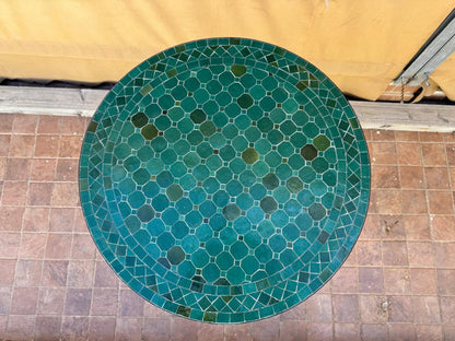 Handmade Moroccan Mosaic Table: Green Elegance from fez