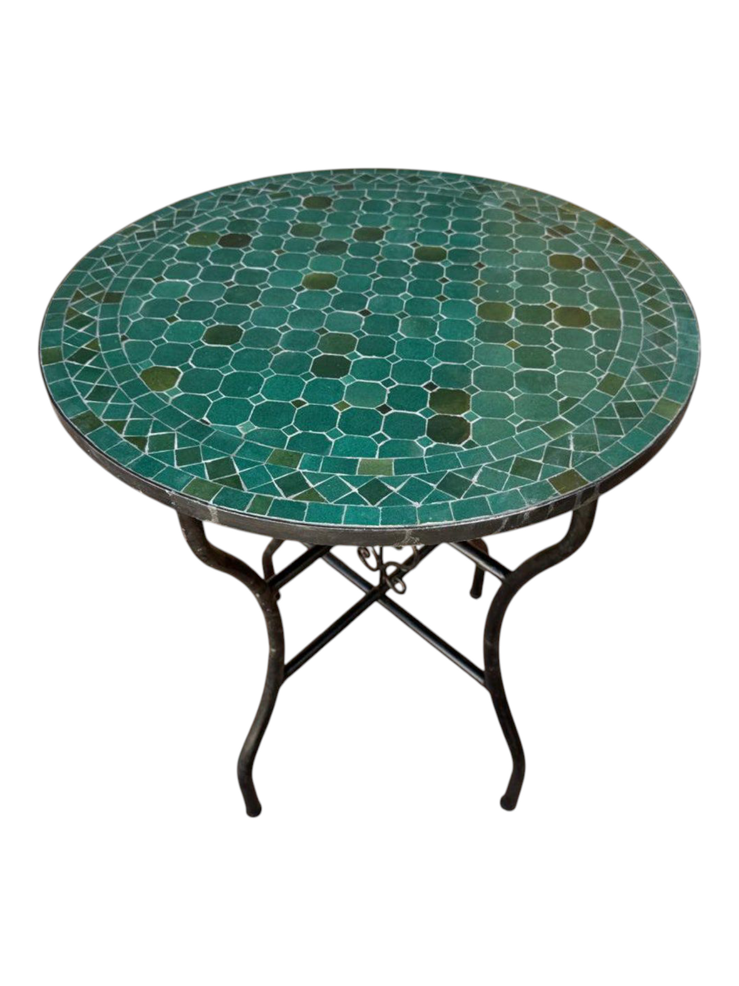 Handmade Moroccan Mosaic Table: Green Elegance from fez