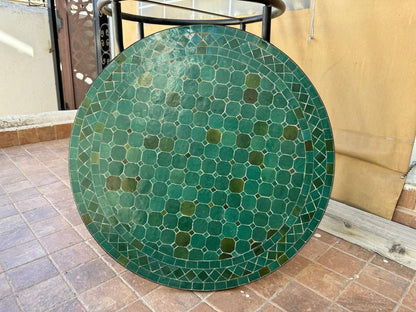 Handmade Moroccan Mosaic Table: Green Elegance from fez