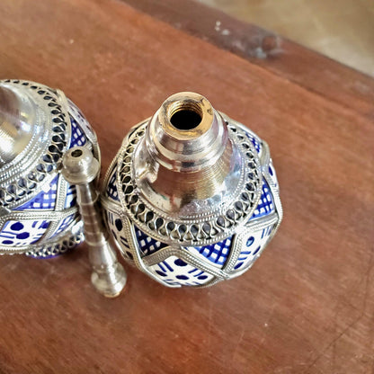 Handmade Moroccan Ceramic Perfume Bottle – Traditional Fez Pottery Decor