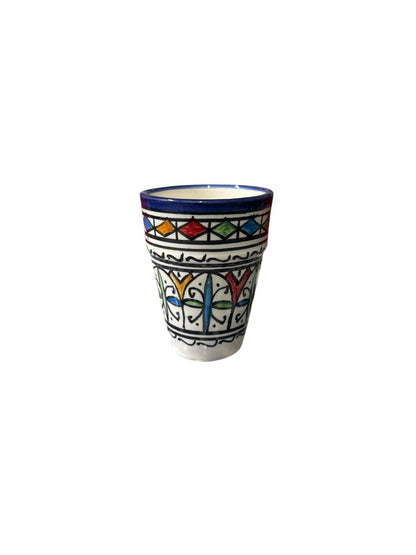 Colorful Handmade Moroccan Ceramic Tea Set – Traditional Fez Pottery with Geometric Design