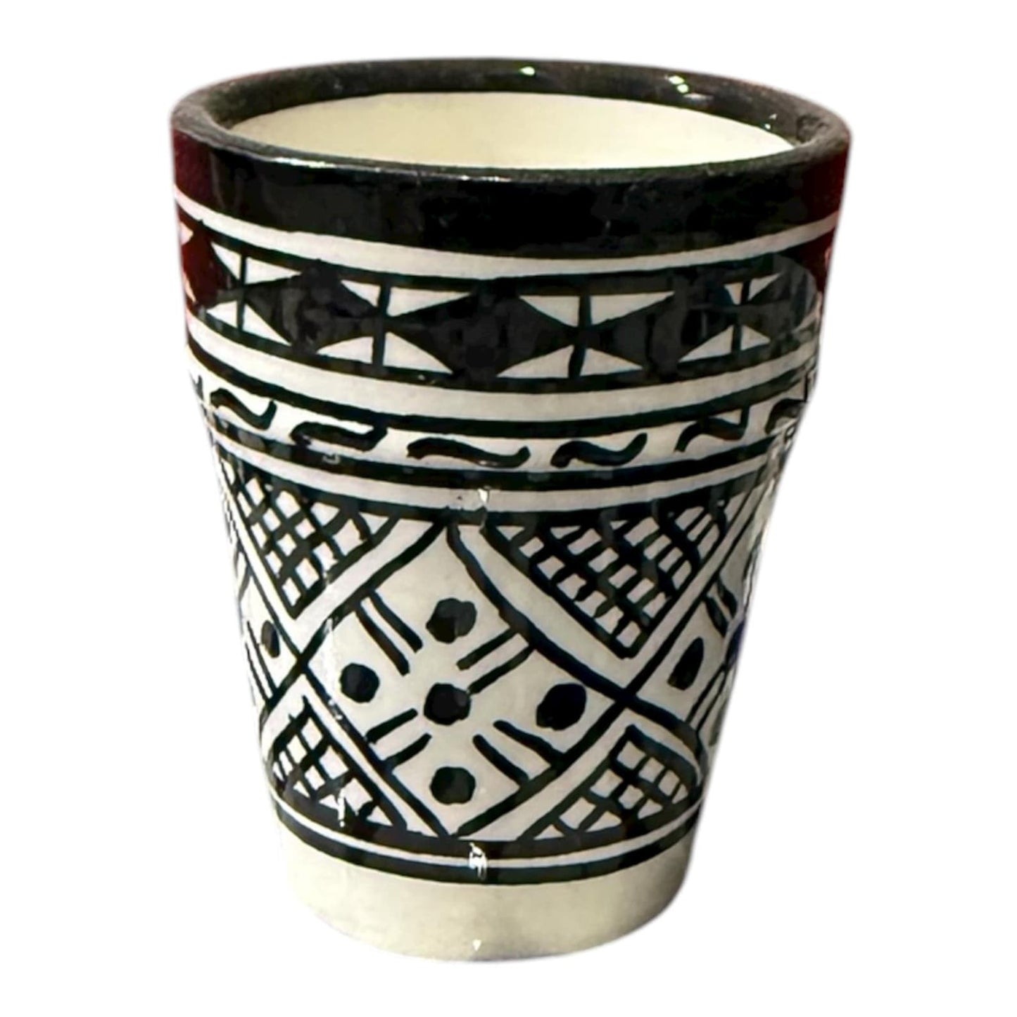 Handmade Moroccan Ceramic Tea Set – Black & White Geometric Design | Traditional Fez Pottery