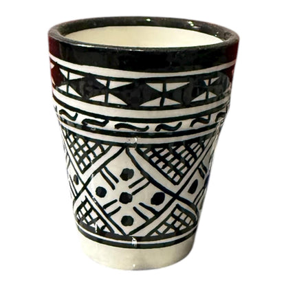 Handmade Moroccan Ceramic Tea Set – Black & White Geometric Design | Traditional Fez Pottery