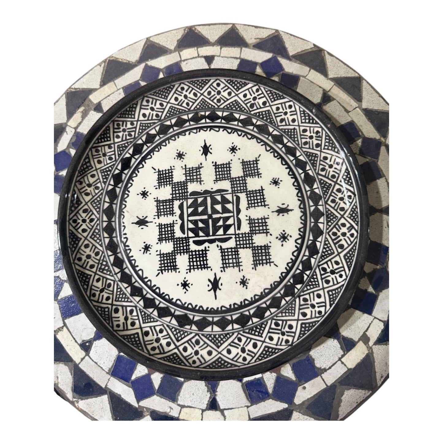 Handmade Moroccan Ceramic Tea Set – Black & White Geometric Design | Traditional Fez Pottery