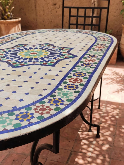 Mesa de mosaico marroquí artesanal – Fez Zellige Art